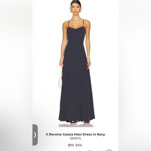 SNDYS X Revolve Cassia Maxi Dress in Navy Polka Dot